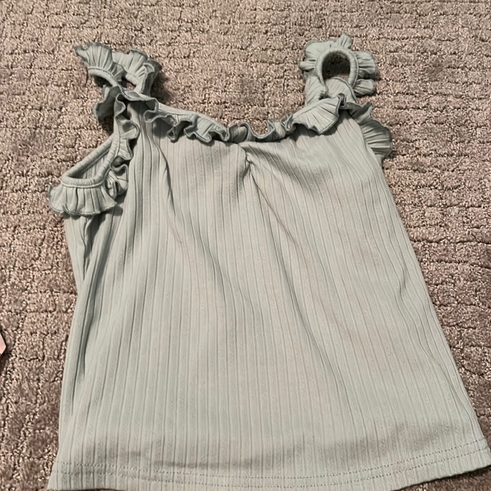 green ruffle tank top